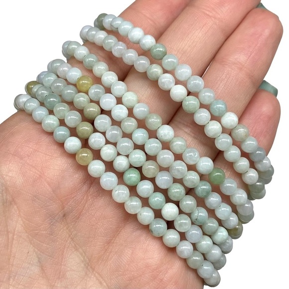 4mm Burma Jadeite Beaded Stretch Bracelet Natural Stone Gemstone Myanmar Jade - Picture 5 of 6